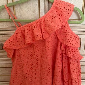 HABITUAL GIRL Eyelet Ruffle One Shoulder Blouse